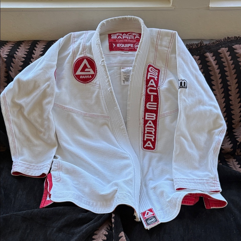 Gracie Barra men’s gi. White with red trim